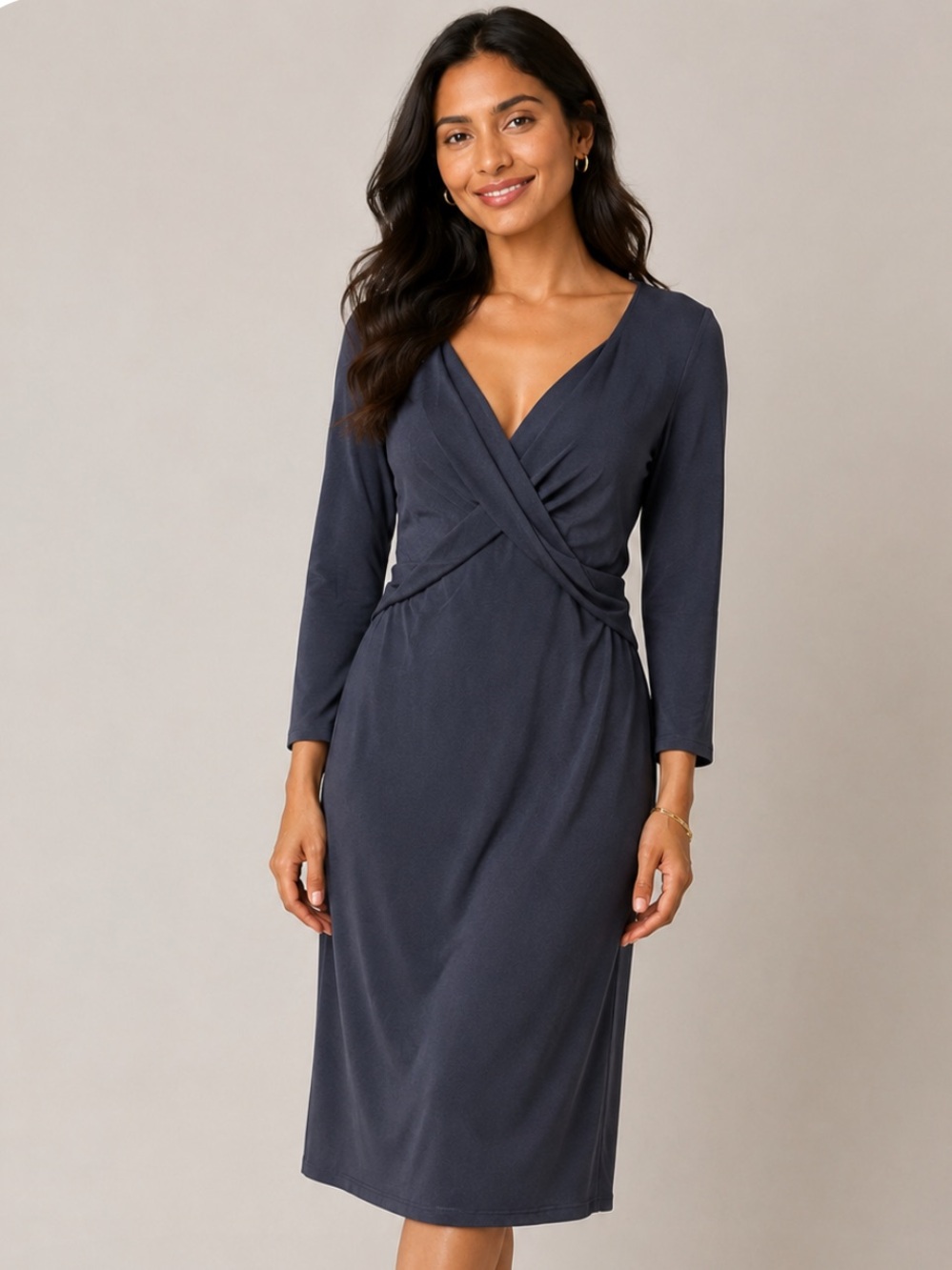 Ann Taylor Taupe Faux Wrap Dress
